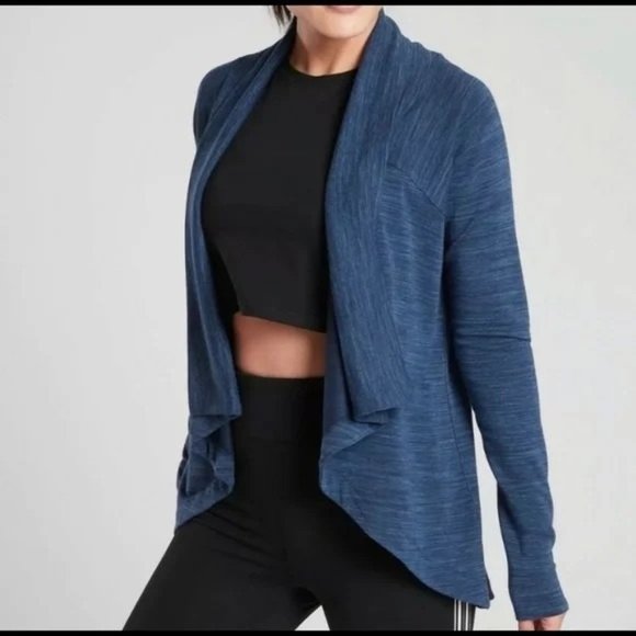 Athleta Sweaters - Athleta Nirvana Wear Two Ways Wrap blue heather small